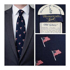 Lariat Men's Neck Tie Old Glory American Flag Historicals NEW BOX USA Made